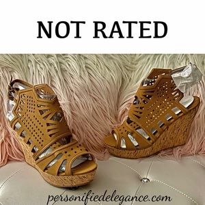 Not Rated Elysium Tan Wedge Platform Sandals Size 10M